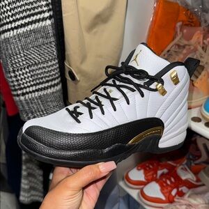 Jordan Kids Sneakers in White, Black, and Gold